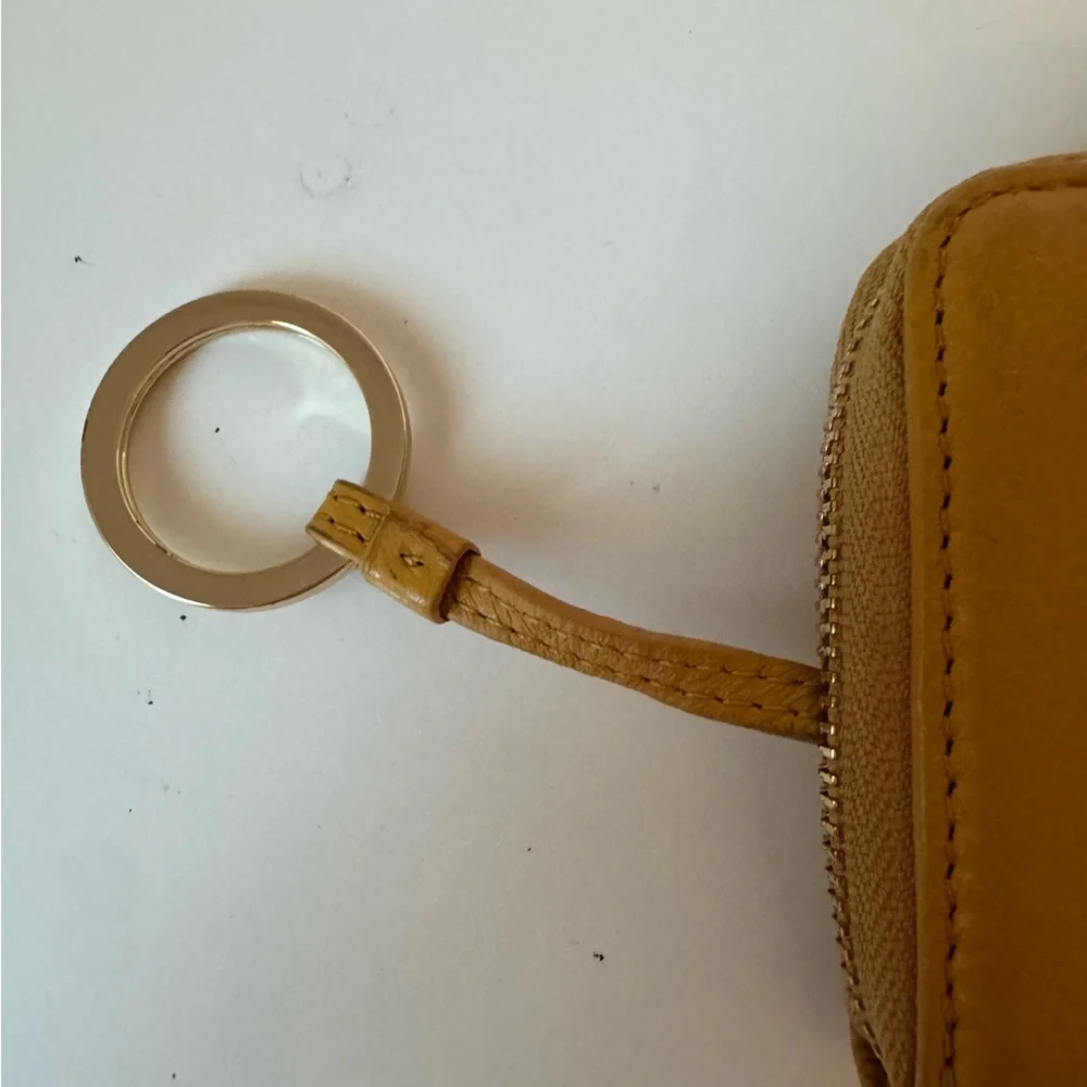 Tory Burch Women’s Tan Leather Small Zip-Around Wallet with Logo Plaque